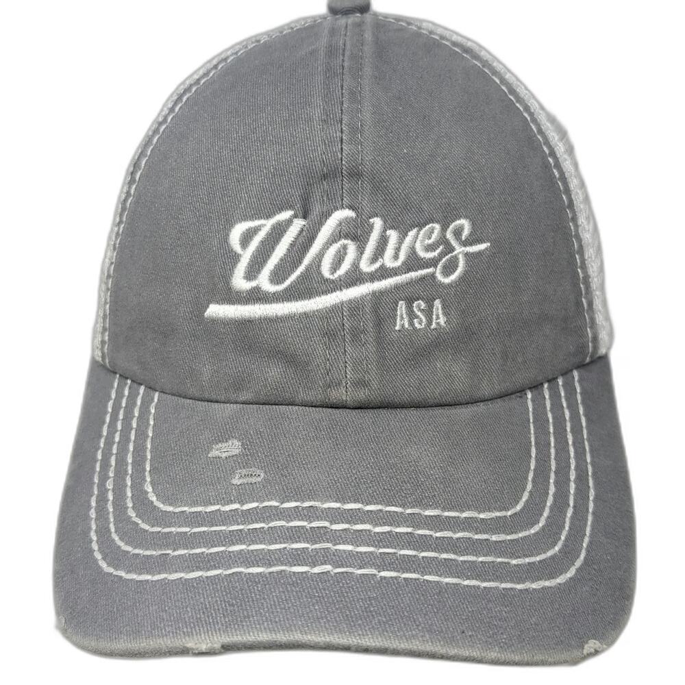 David and Young Trucker Hat Gray One Size Snapback Wolves ASA Mesh Distressed